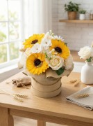 Wieczne Kwiaty Mydlane Flower Box Słoneczniki Bukiet w Pudełku na Prezent
