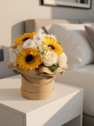 Wieczne Kwiaty Mydlane Flower Box Słoneczniki Bukiet w Pudełku na Prezent