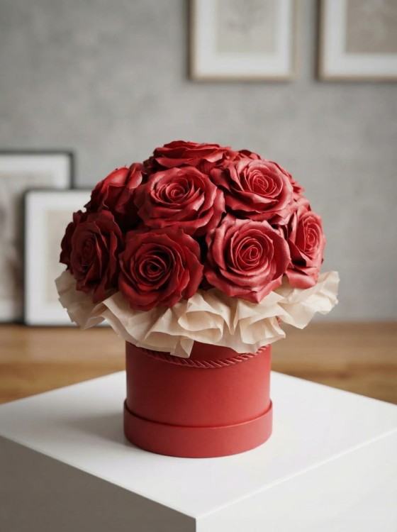 Róże Mydlane Flowerbox Czerwone Wieczne Kwiaty Prezent Dla Niej Elegancki