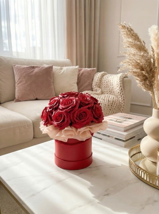 Róże Mydlane Flowerbox Czerwone Wieczne Kwiaty Prezent Dla Niej Elegancki