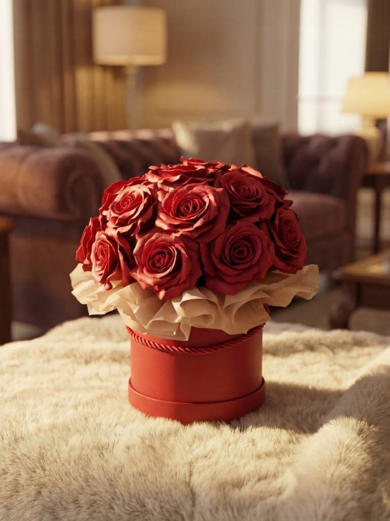 Róże Mydlane Flowerbox Czerwone Wieczne Kwiaty Prezent Dla Niej Elegancki
