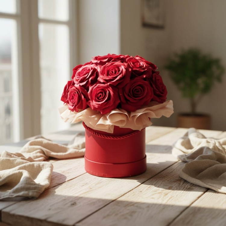 Róże Mydlane Flowerbox Czerwone Wieczne Kwiaty Prezent Dla Niej Elegancki