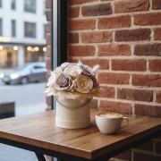 Wieczne Róże Flower Box Kwiaty Mydlane Beżowe Boho Dekoracja Prezent Ślub