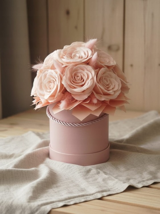 Kwiaty Mydlane Flowerbox Róże Prezent Bukiet Pudrowy Róż Wieczne Kwiaty