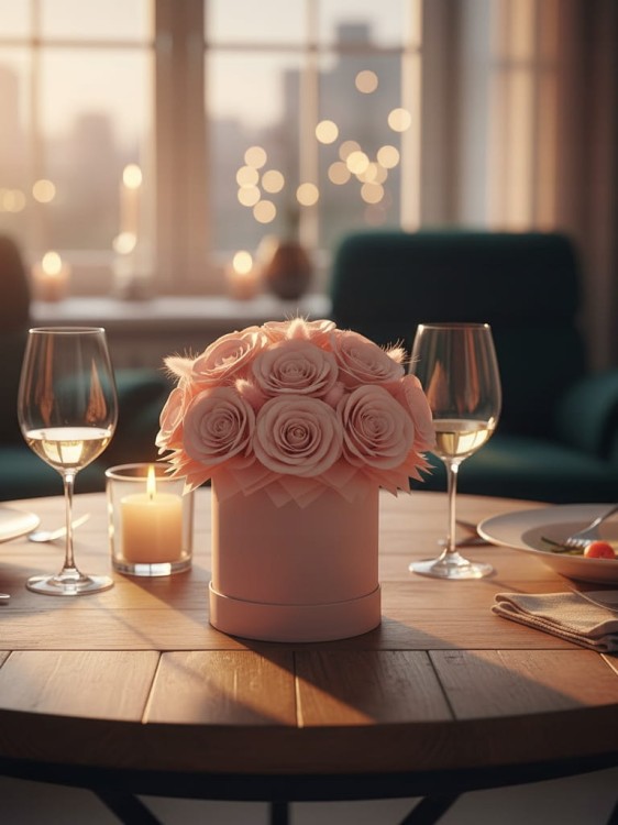 Kwiaty Mydlane Flowerbox Róże Prezent Bukiet Pudrowy Róż Wieczne Kwiaty