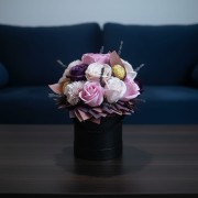 Flower Box Kwiaty Mydlane Róże Wieczny Bukiet Czekoladki Lawenda Prezent