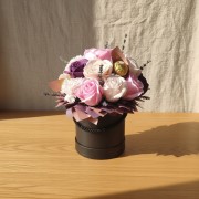 Flower Box Kwiaty Mydlane Róże Wieczny Bukiet Czekoladki Lawenda Prezent