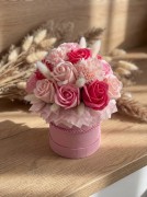 Flower box Mydlane Róże Różowy Prezent Na Urodziny Rocznicę Wieczne Kwiaty
