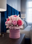 Flower box Mydlane Róże Różowy Prezent Na Urodziny Rocznicę Wieczne Kwiaty