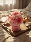 Flower box Mydlane Róże Różowy Prezent Na Urodziny Rocznicę Wieczne Kwiaty
