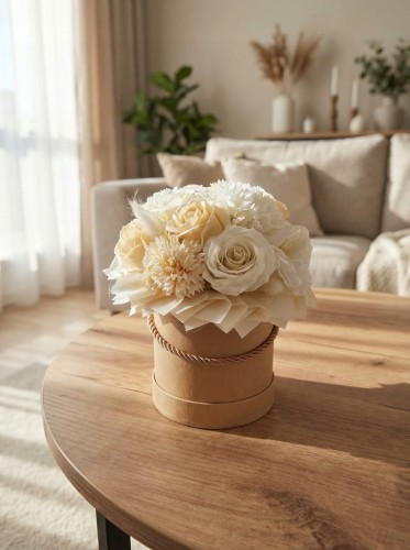 Flower Box Wieczny Bukiet Białe Róże Kwiaty Mydlane Pachnące Gotowy Prezent
