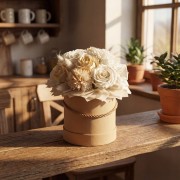 Flower Box Wieczny Bukiet Białe Róże Kwiaty Mydlane Pachnące Gotowy Prezent
