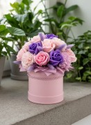 Flowerbox Kwiaty Mydlane Bukiet Róże Prezent Na Dzień Babci Urodziny Różowy