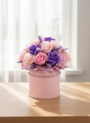 Flowerbox Kwiaty Mydlane Bukiet Róże Prezent Na Dzień Babci Urodziny Różowy