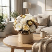 Flowerbox Róże Mydlane Wieczne Kwiaty Ferrero Rocher Elegancki Upominek Box