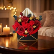 Flower box Mydlane Róże Ferrero Rocher Prezent Na Walentynki Dzień Kobiet