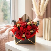 Flower box Mydlane Róże Ferrero Rocher Prezent Na Walentynki Dzień Kobiet