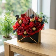Flower box Mydlane Róże Ferrero Rocher Prezent Na Walentynki Dzień Kobiet