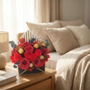 Flower box Mydlane Róże Ferrero Rocher Prezent Na Walentynki Dzień Kobiet