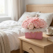 Flower Box Kwiaty Mydlane Róże w Torebce Prezent Na Dzień Kobiet Walentynki