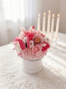 Zestaw Prezentowy Flower Box Mydlane Kwiaty Lizak Chupa Chups Motyl Różowy