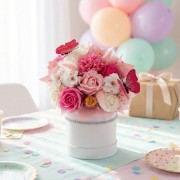 Zestaw Prezentowy Flower Box Mydlane Kwiaty Lizak Chupa Chups Motyl Różowy
