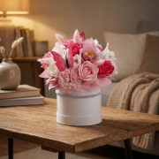 Zestaw Prezentowy Flower Box Mydlane Kwiaty Lizak Chupa Chups Motyl Różowy