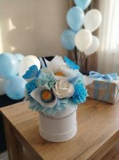 Wieczne Róże Mydlane Flowerbox Z Lizakami Chupa Chups Niebieski Bukiet Box