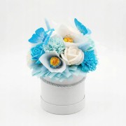 Wieczne Róże Mydlane Flowerbox Z Lizakami Chupa Chups Niebieski Bukiet Box