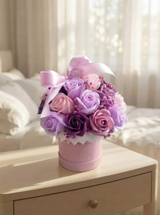 Róże Mydlane Flower Box Kwiaty Bukiet Mydlany Prezent Dzień Kobiet Premium