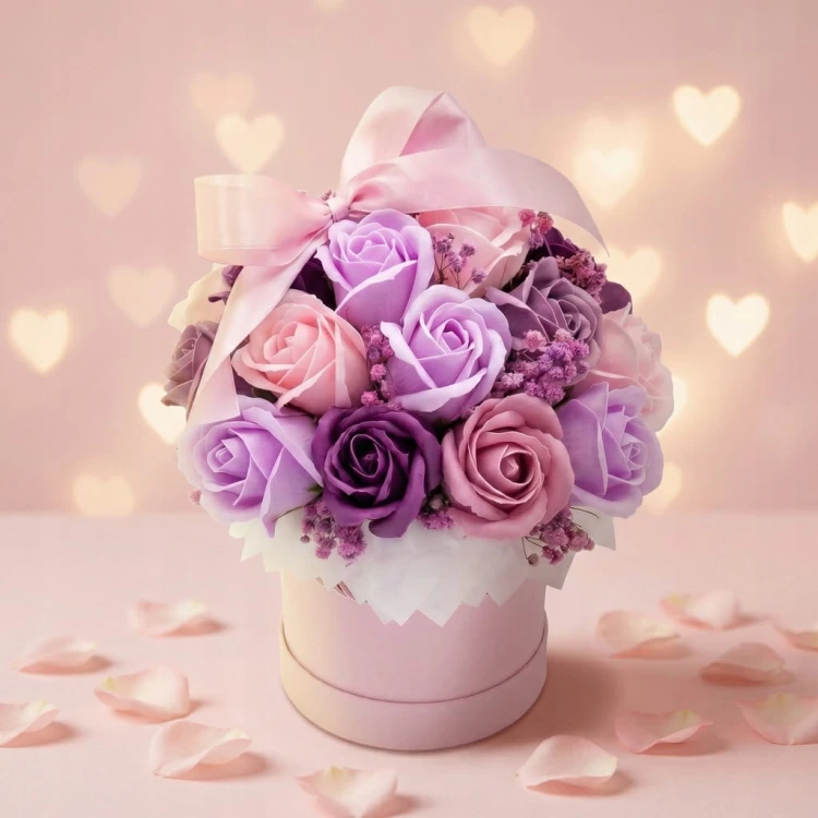 Róże Mydlane Flower Box Kwiaty Bukiet Mydlany Prezent Dzień Kobiet Premium