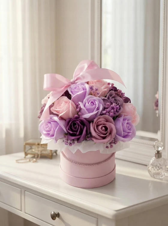 Róże Mydlane Flower Box Kwiaty Bukiet Mydlany Prezent Dzień Kobiet Premium