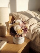 Flower Box Kwiaty Mydlane Welurowy Róże Eukaliptus Prezent Wieczne Kwiaty