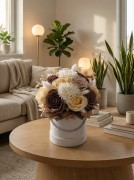 Flower Box Kwiaty Mydlane Welurowy Róże Eukaliptus Prezent Wieczne Kwiaty