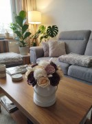 Flower Box Kwiaty Mydlane Welurowy Róże Eukaliptus Prezent Wieczne Kwiaty