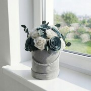 Flower Box Kwiaty Mydlane Welurowy Róże Eukaliptus Prezent Wieczne Kwiaty