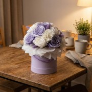 Pachnące Róże Mydlane W Pudełku Flower box Fioletowy Prezent Dekoracja Domu