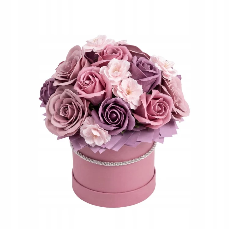 Flower Box Premium Róże Mydlane Wieczne Kwiaty Bukiet Pachnący Różowy