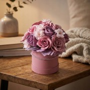Flower Box Premium Róże Mydlane Wieczne Kwiaty Bukiet Pachnący Różowy