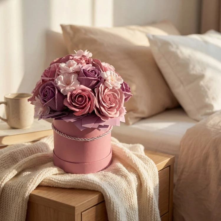 Flower Box Premium Róże Mydlane Wieczne Kwiaty Bukiet Pachnący Różowy