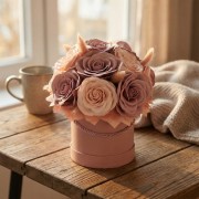 Flower box Wieczne Róże Różowe Prezent Na Urodziny Imieniny Dzień Kobiet