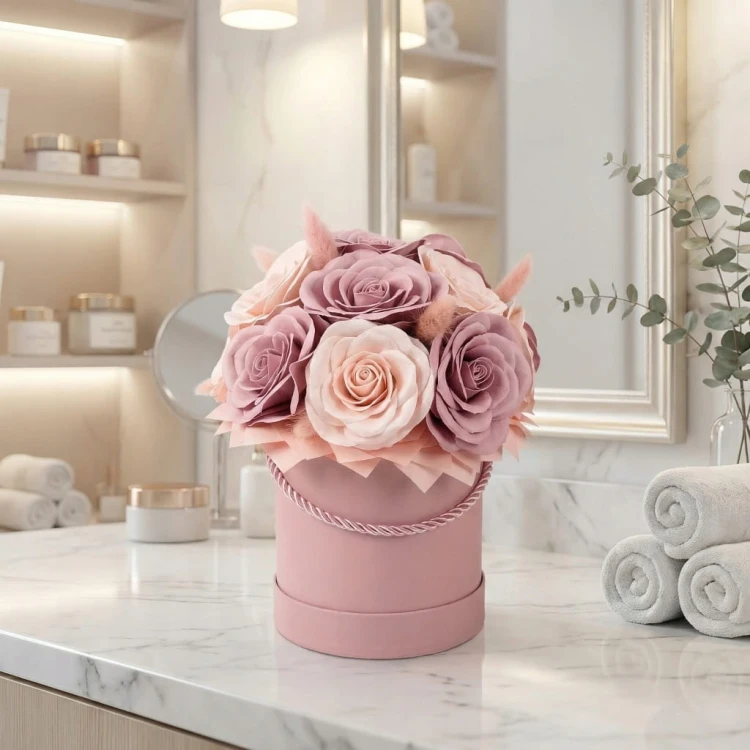 Flower box Wieczne Róże Różowe Prezent Na Urodziny Imieniny Dzień Kobiet