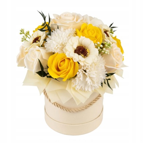 Flower Box Kwiaty Mydlane Wieczne Róże Żółty Bukiet Prezent Na Dzień Matki