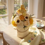 Wiosenny Flower Box Kwiaty Mydlane Wielkanocny Stroik z Kurczakiem Jajka