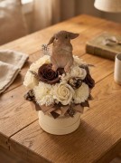 Premium Flower Box Wielkanocny Zając Kwiaty Mydlane Beżowy Stroik Handmade